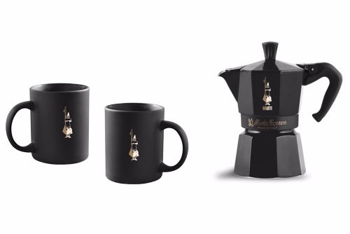 Set Moka 6T Schwarz + 2 Becher Schwarz