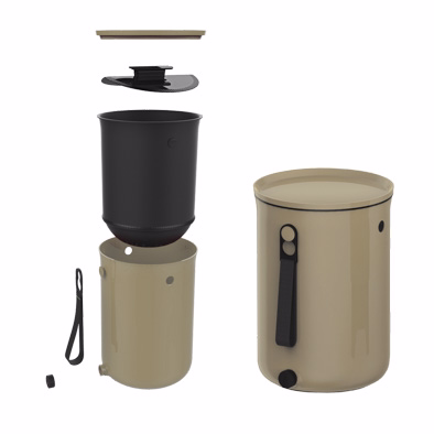 Bokashi Organko 2 Komposteimer Beige1Kg Bran - 23.3Xh32.3Cm - 9.6L