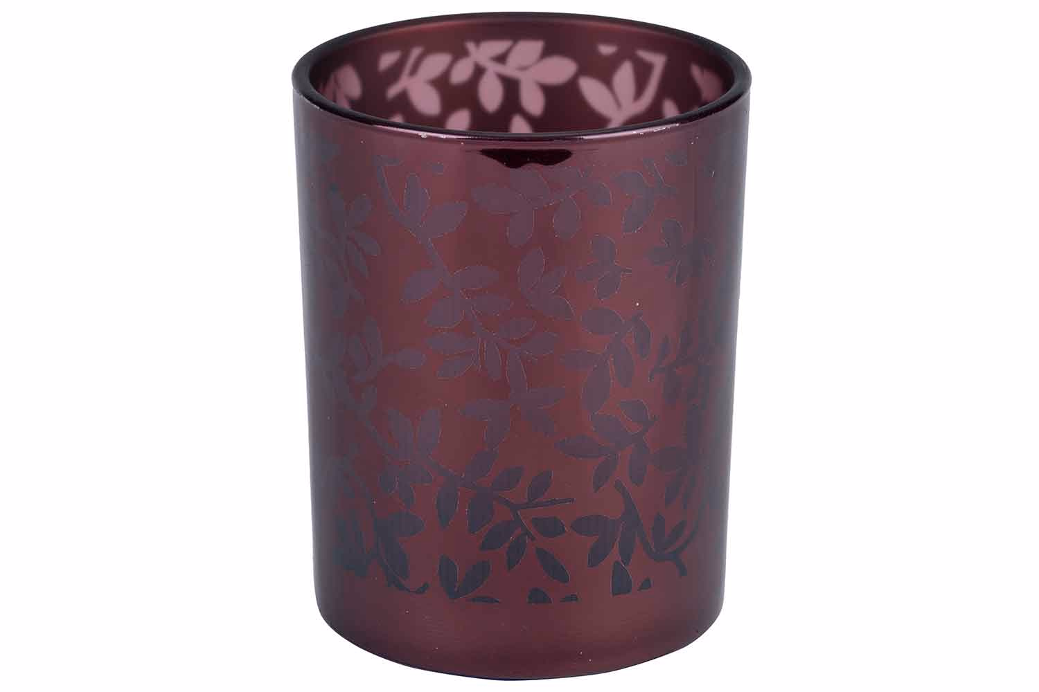 Bougeoir Leaves Aubergine D10Xh12,5Cm Ve Rre