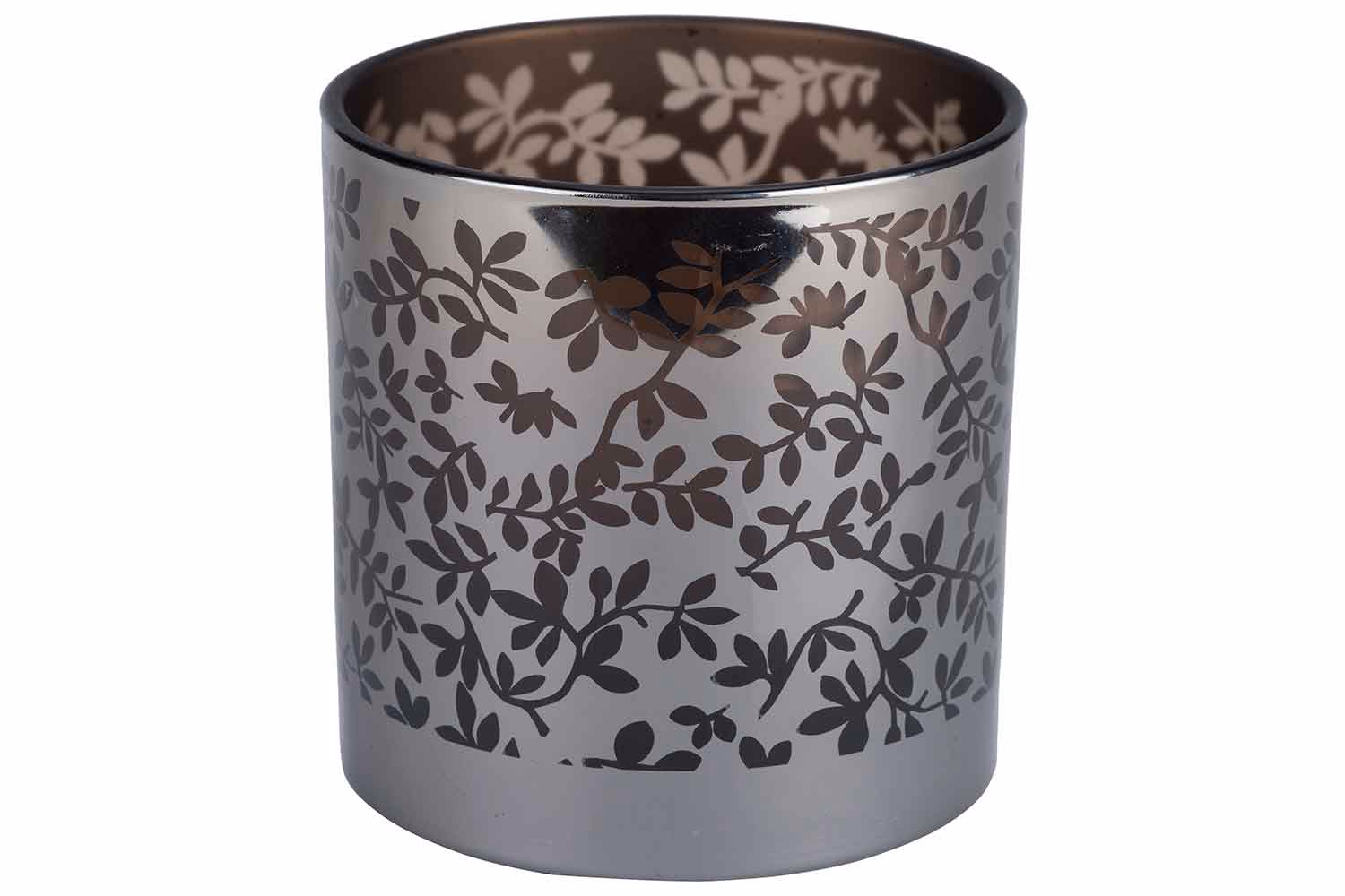 Bougeoir Leaves Fume Brun D15Xh15Cm Verr E
