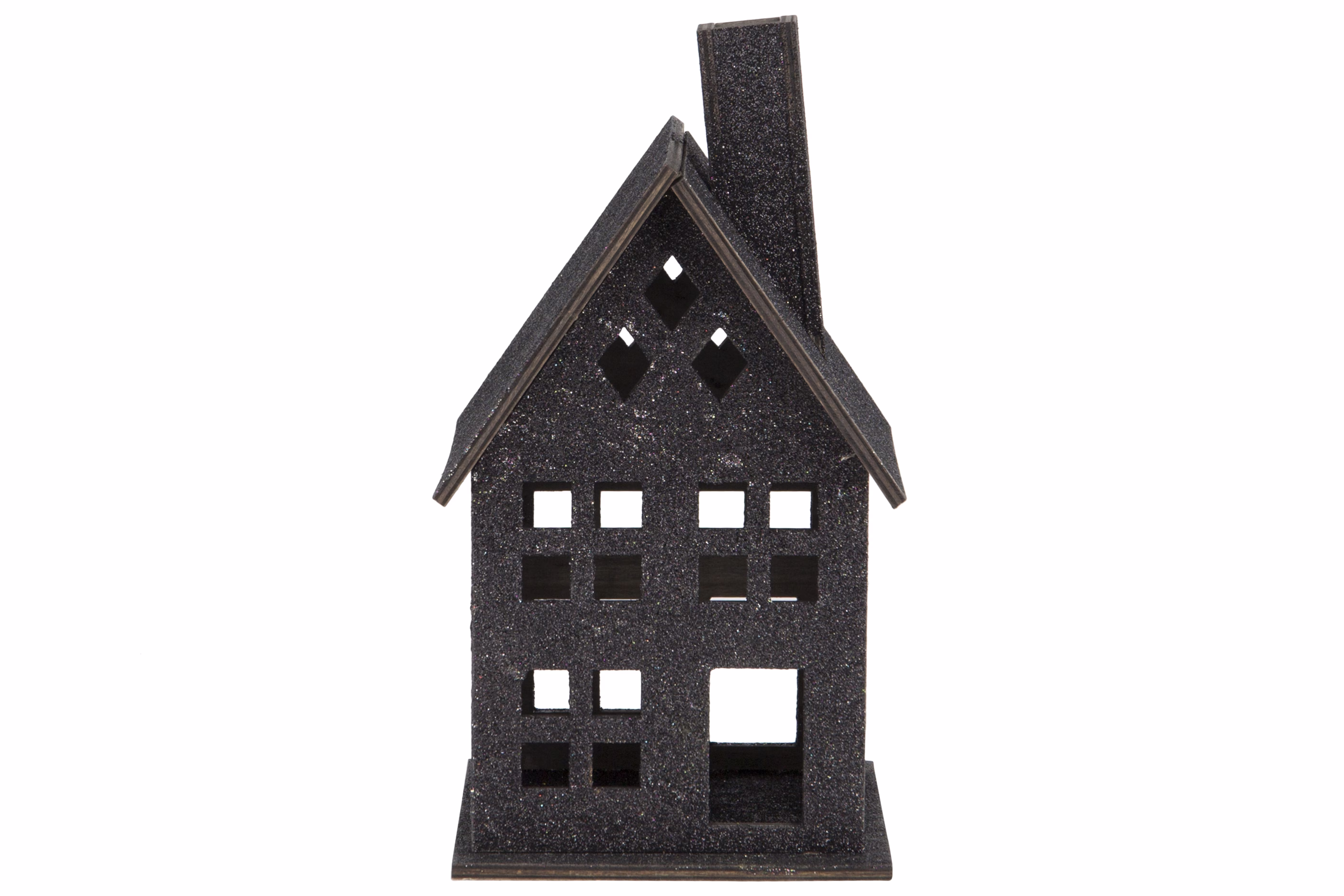 Huis Glitter Zwart 13X13Xh25Cm Hout  view 2