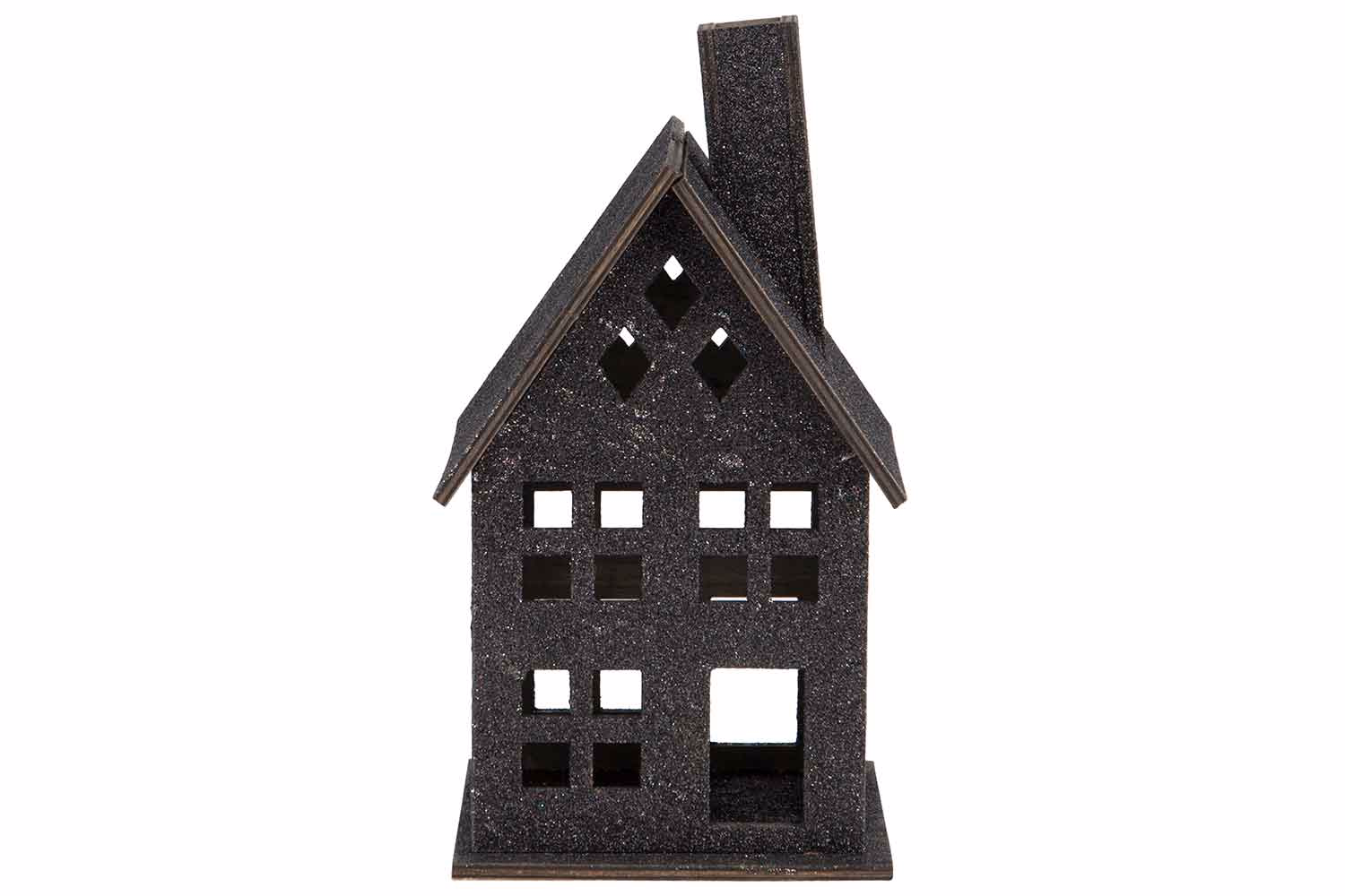 House Glitter Black 13X13Xh25Cm Wood