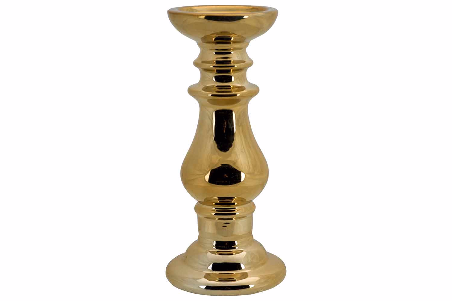 Candle Holder Gold 12X12Xh27Cm Round Ceramic