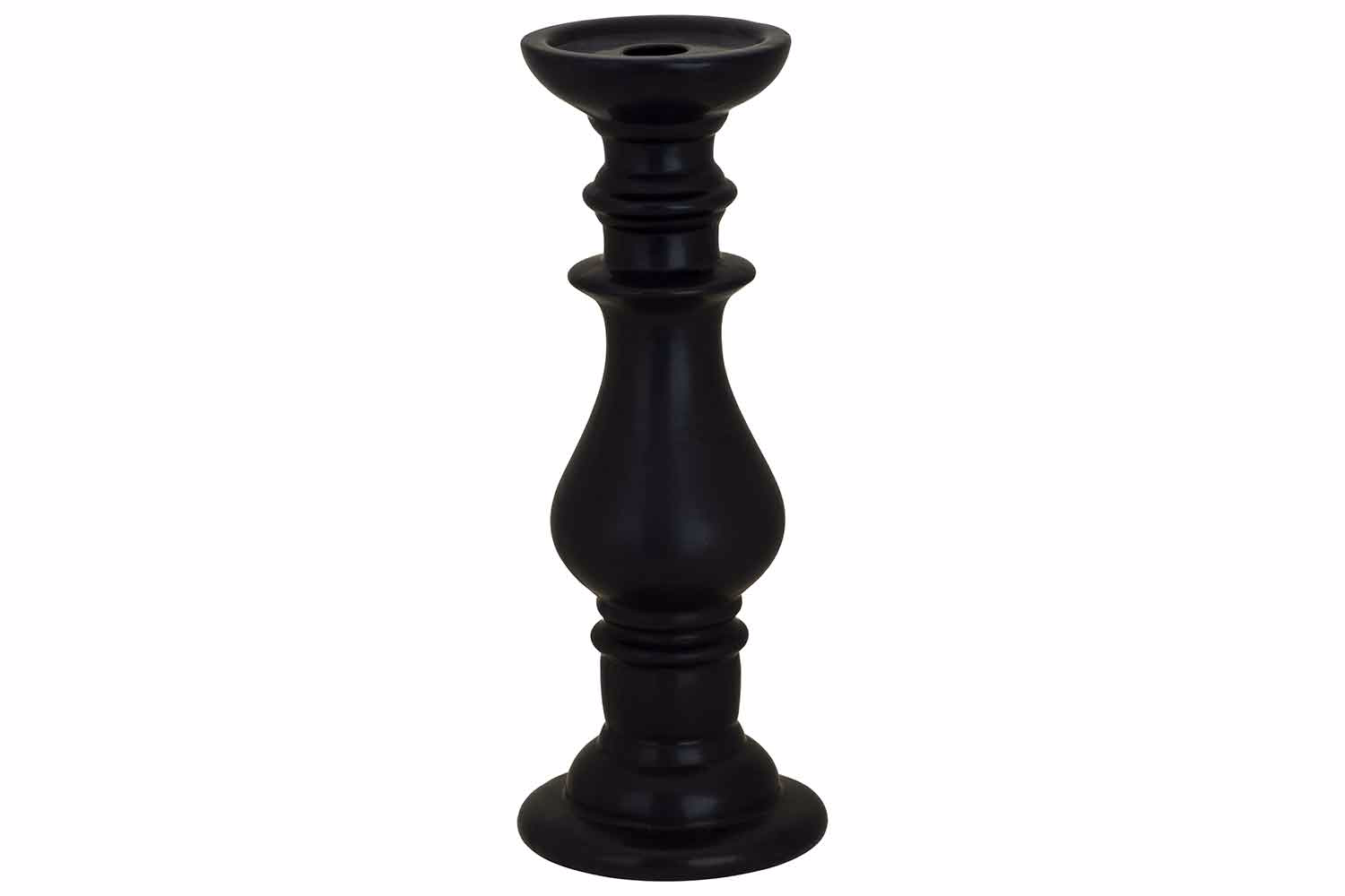 Candle Holder Black 12X12Xh27Cm Round Ceramic