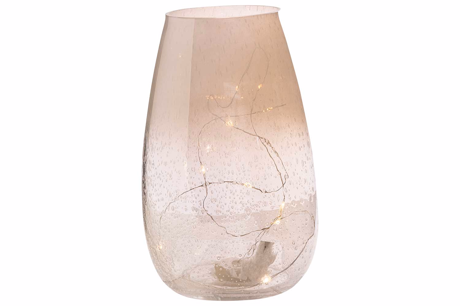 Windlicht Irise Led Weiss 12X12Xh20Cm Rund Glas  Incl.1Xcr2032 Batt.