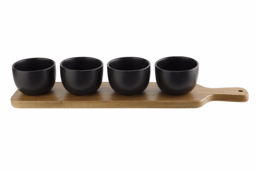 Aperoplankje Met 4 Cups Keramiek 8X42Xh6,5Cm (Cup D8Xh5.5Cm)