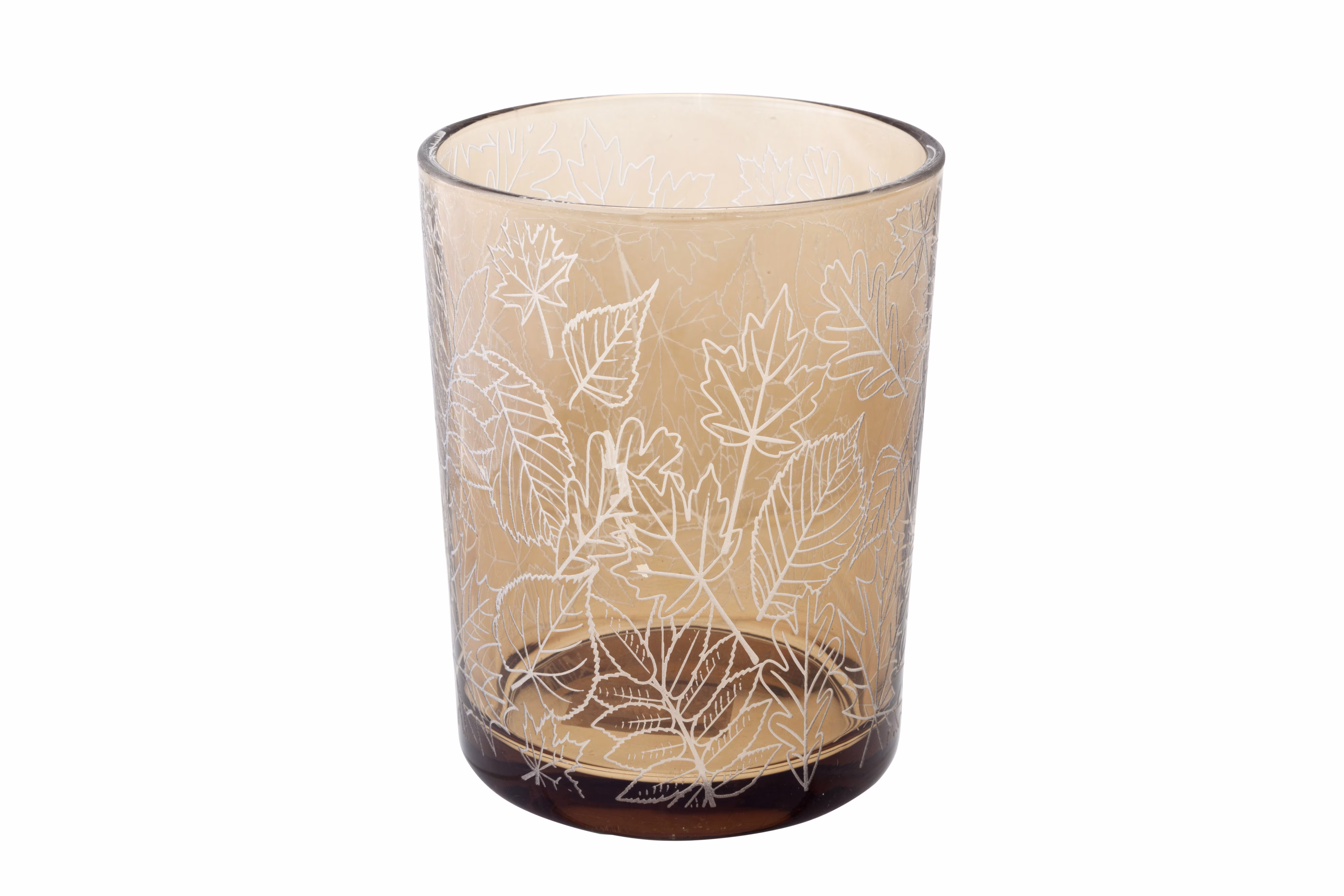 Bougoir Fume White Leaves D10X12Cm Verre view 2