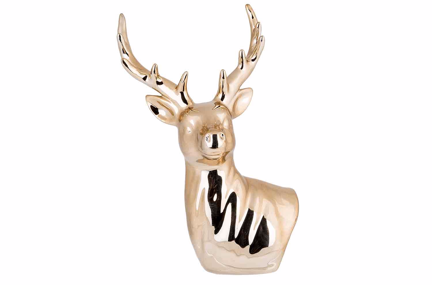 Buste Deer Dore 17X11,6Xh27Cm Ceramique 