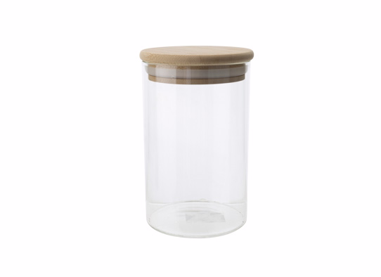 Storage Pot 50Cl Glass D14,5Cm Lid Wood