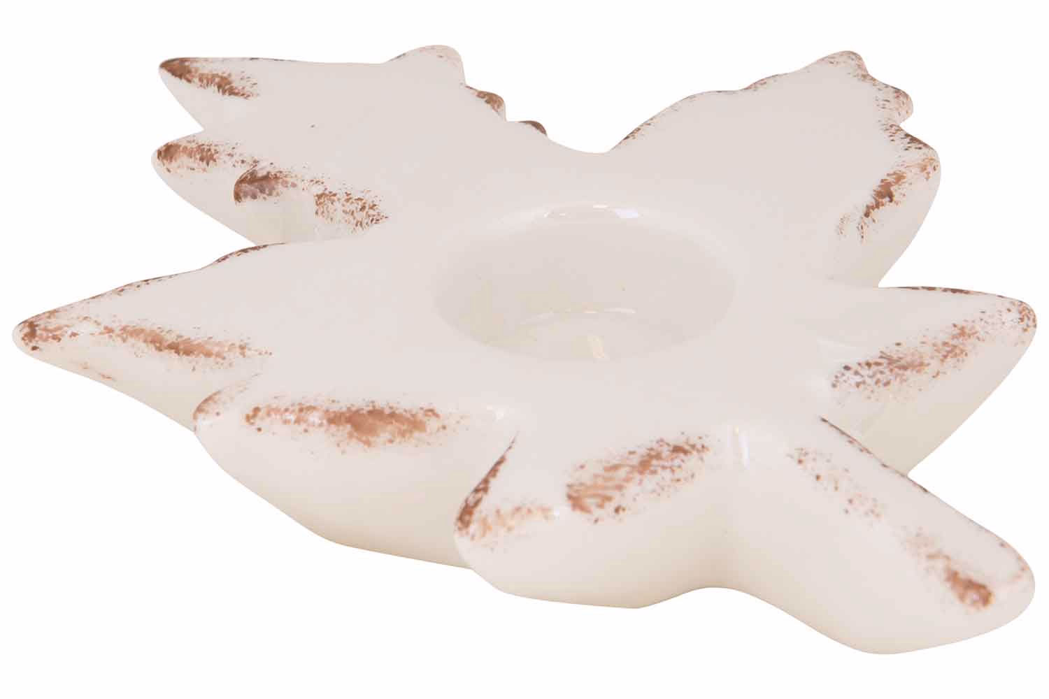 Bougeoir Leaf Antique Look Creme 19,7X3X H15,1Cm Ceramique