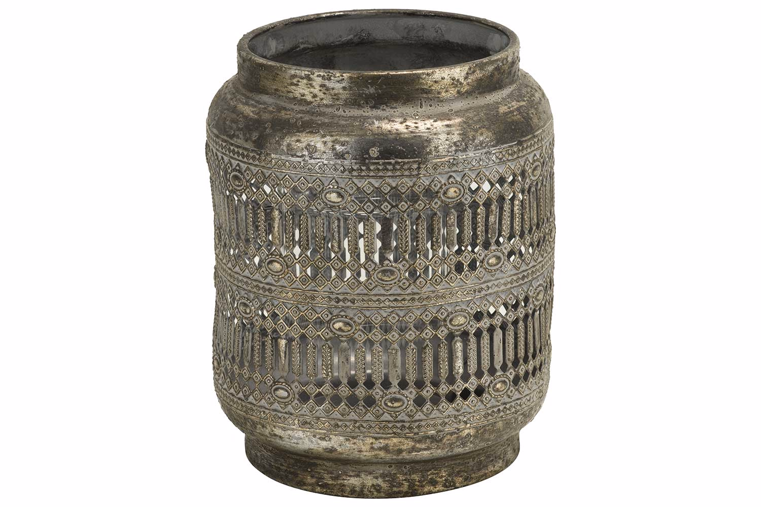Windlicht Marrakesh Antique Silber 15X15Xh19Cm Metall-Glas