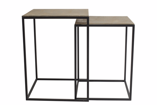 Beistelltisch Set2 Brushed Gold 48X48Xh53Cm Wurfel Aluminium 36X36X48Cm