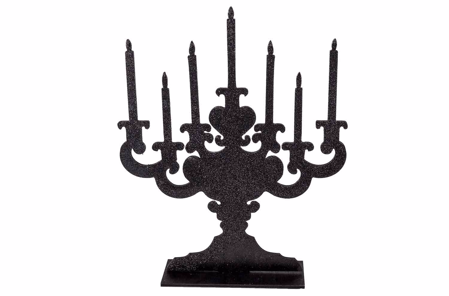 Candle Holder Glitter Black 13X4Xh15Cm Wood