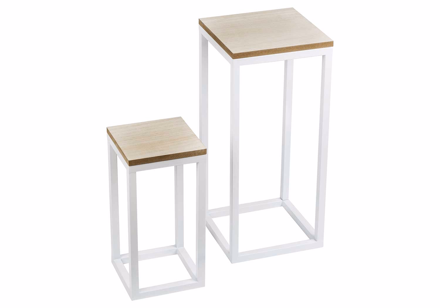 Tisch Set2 Weiss Quadratisch Metall 20X20Xh42Cm - 27X27Xh61.5Cm